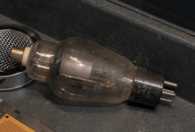 A used but good 866A mercury vapor rectifier to replace a broken one of a pair in a Johnson.  Love the blurple glow from these.